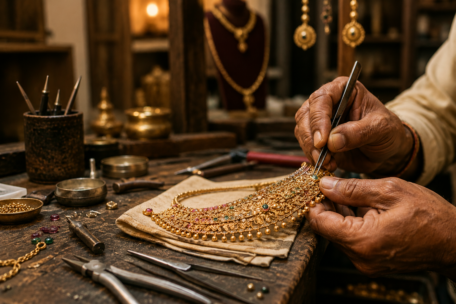 Jewellery artisan crafting a traditional ornament